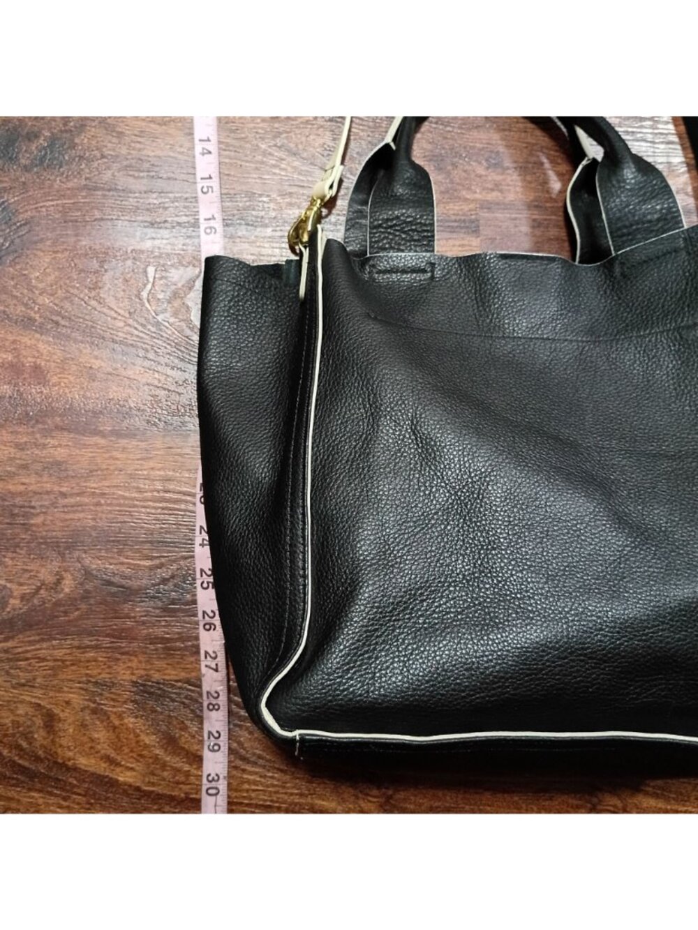 Gap Black Cow Leather Tote Bag With Detachable Crossbody Strap - Picture 12 of 14